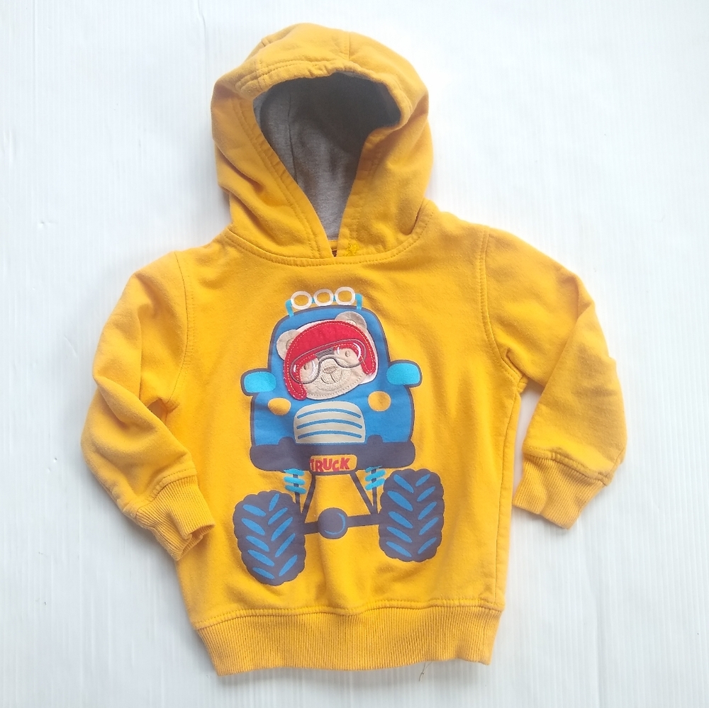 Boyz Wear monster truck graphic yellow pullover hoodie 3t